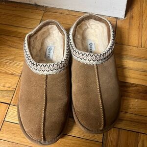 Quince Australian Shearling Clog Slippers -- Tan "Pecan" -- Size 10